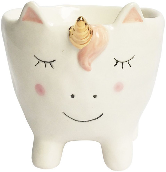 Ceramic White Unicorn Planter