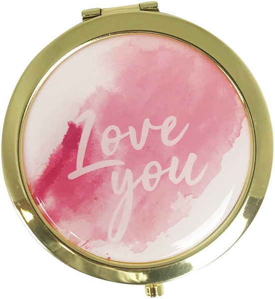 Love You Gold Rim Compact Mirror