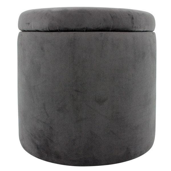 Round velvet Ottoman Grey