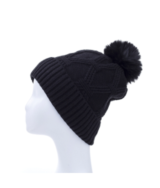 Knitted Navy Beanie w/ Pompom