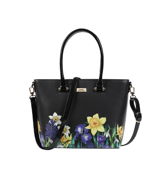 Iris and Daffodil Leather Bag