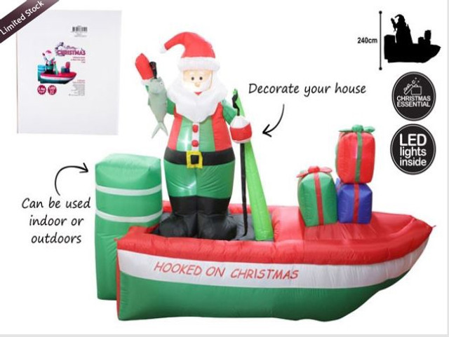 Inflatable Santa Fishing on Boat 2.4m - Minki Bazaar