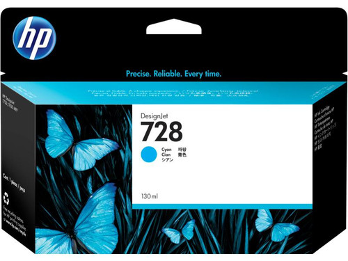 HP 728 130-ml Cyan DesignJet Ink Cartridge