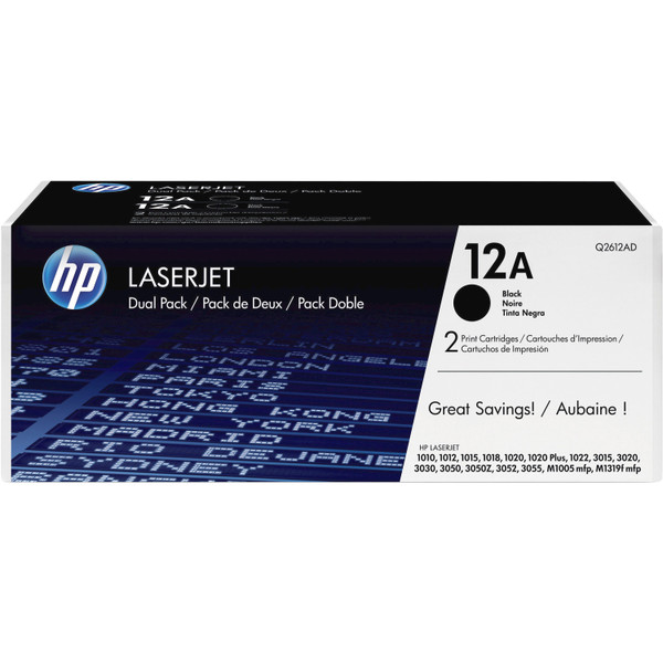 HP 12A (Q2612D) 2-pack Black Original LaserJet Toner Cartridges