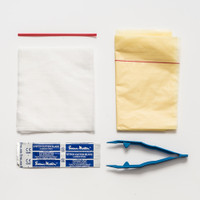 Suture Removal Pack witch stitch cutter blade, forcep, non woven swabs, clinical waste bag and red tie for bag