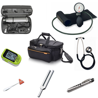 Medical Practitioner and Students Diagnostic Kit - Basic PLUS, includes GP Medical Bag, Welch Allyn Diagnostic Set, Aneroid BP Monitor, Dual Head Stethoscope, Finger Pulse Oximeter, Taylor Percussion Hammer, Tuning Fork 512hz, Deluxe Reusable Pen Torch