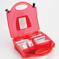 Burns First Aid Kit in Red Box with compartments for easy identification during emergency.