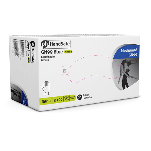 HandSafe Blue GN91 Nitrile Examination Gloves, 200/Box Four Square