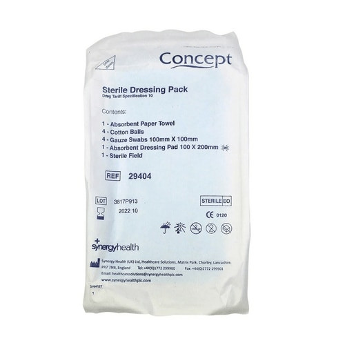 Sterile Dressing Pack with contents as Drug Tariff Specification 10, Bag  of 12 dressing packs