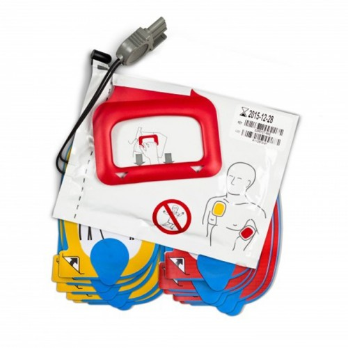 Adult Lifepak CR Plus Training Electrodes (5 pairs) with cable, connector and reusable pouch