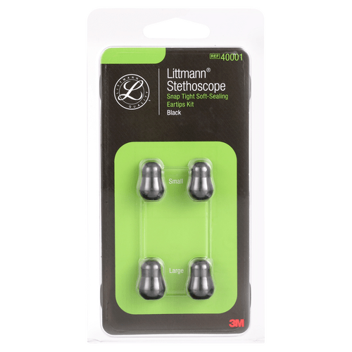 Littmann Snap Tight Soft-Sealing Eartips Kit, Black - Small & Large