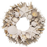 Seashell Wreath on White Twig with Sea Stars & Sea Urchins