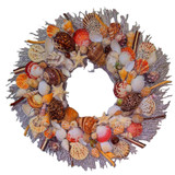 Seashell wreath with tiger cowries and crown shells