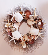 20" Sea Shell Wreath on Birch Twig with Highly Polished Abalone Shells in 4 Designs