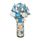 Seashell Bouquet with glass stand in Tahiti Blue Color