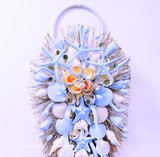 31" Seashell Garland on White Twig in Paradise Blue