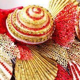 20" Christmas Seashell  Wreath with Rhinestones & Glitters in Red & Gold