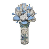 16" Seashell Bouquet with Sea Glass Vase in 4 Colors