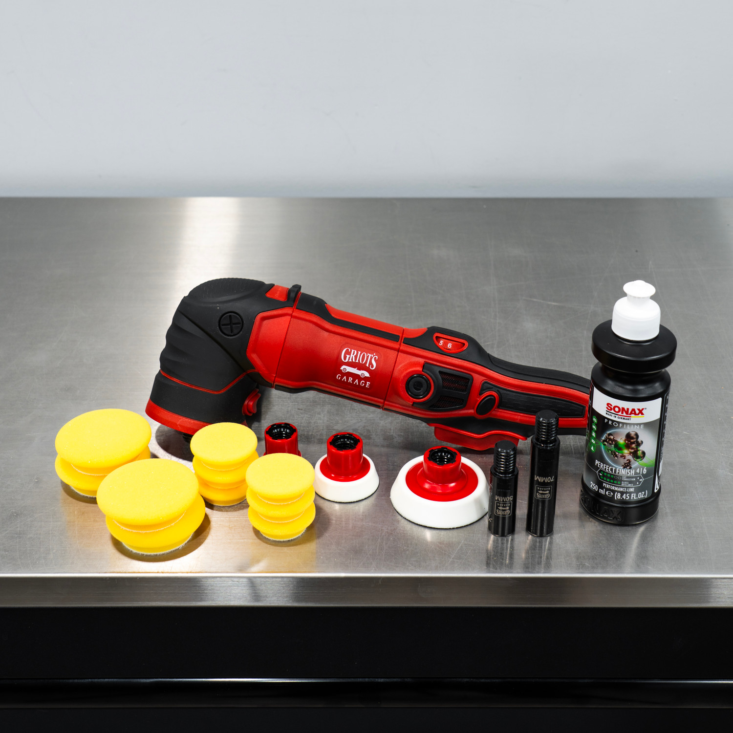 Griot's Garage GR3 Mini Rotary Polisher Kit | 3 Backing Plates 10 Pads
