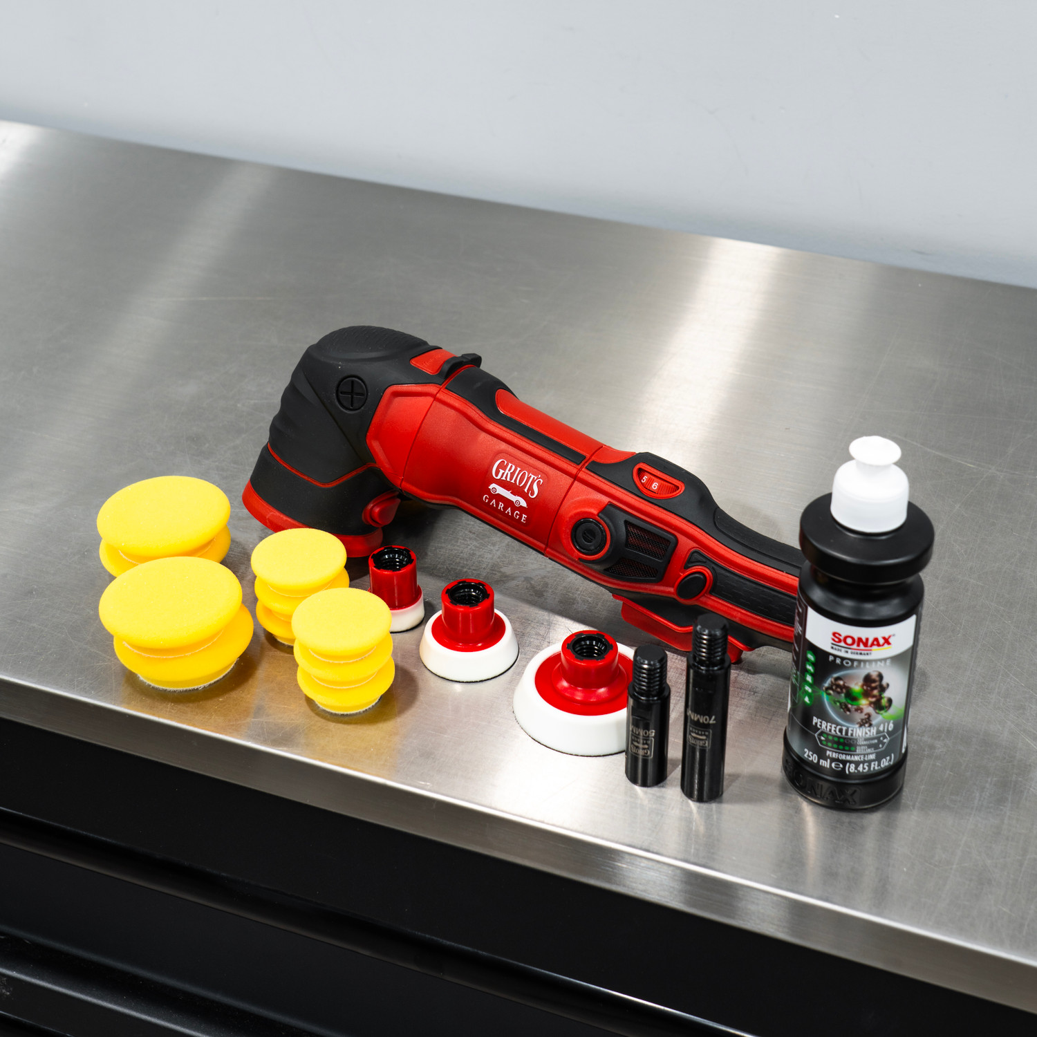 Griot's Garage GR3 Mini Rotary Polisher Kit | 3 Backing Plates 10 Pads