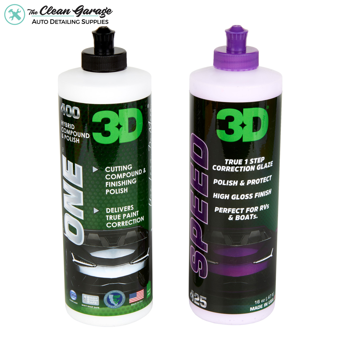 16oz 3D ONE & SPEED Combo-Rubbing Compound-Polish-All In One Kit