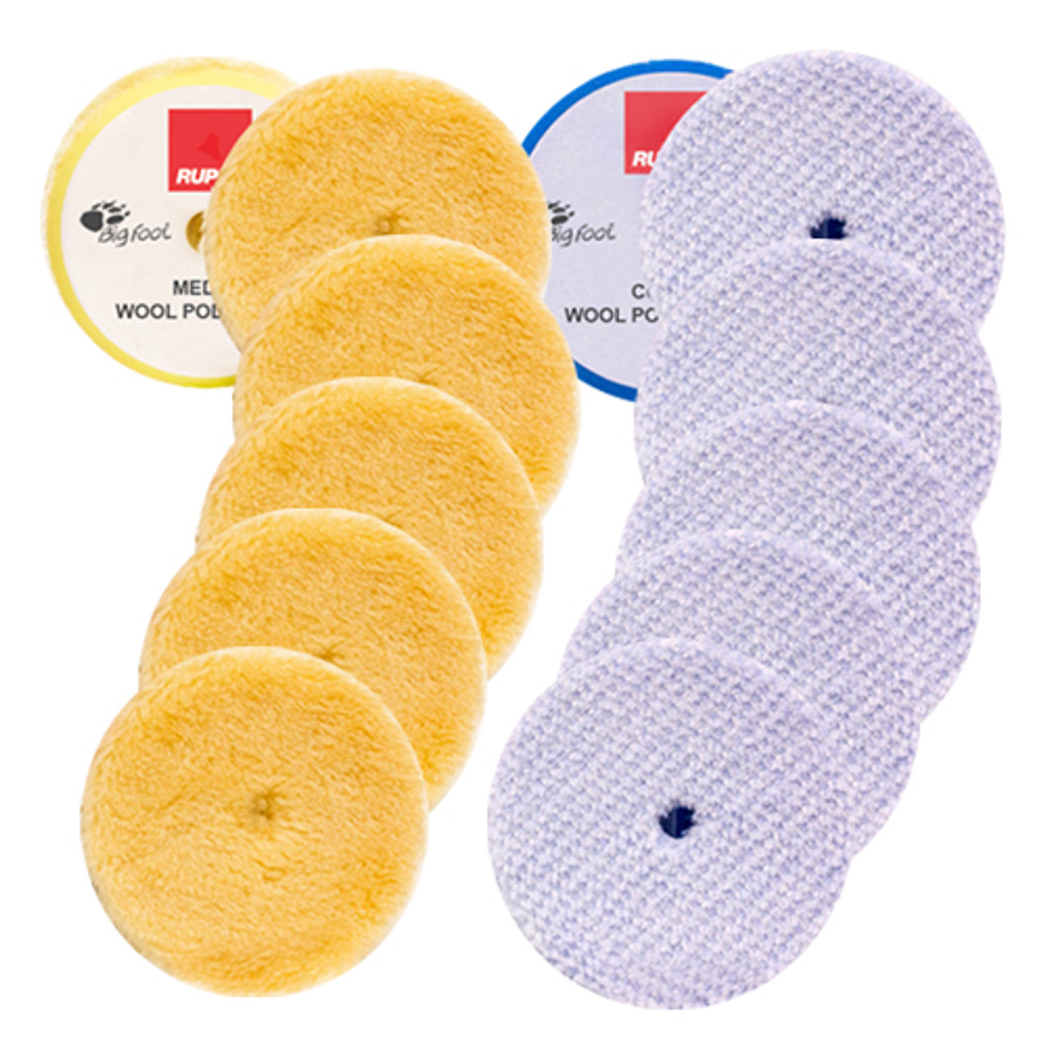 Rupes Wool Pad Kit 5.75 | 12 Polishing Pads Yellow and Blue