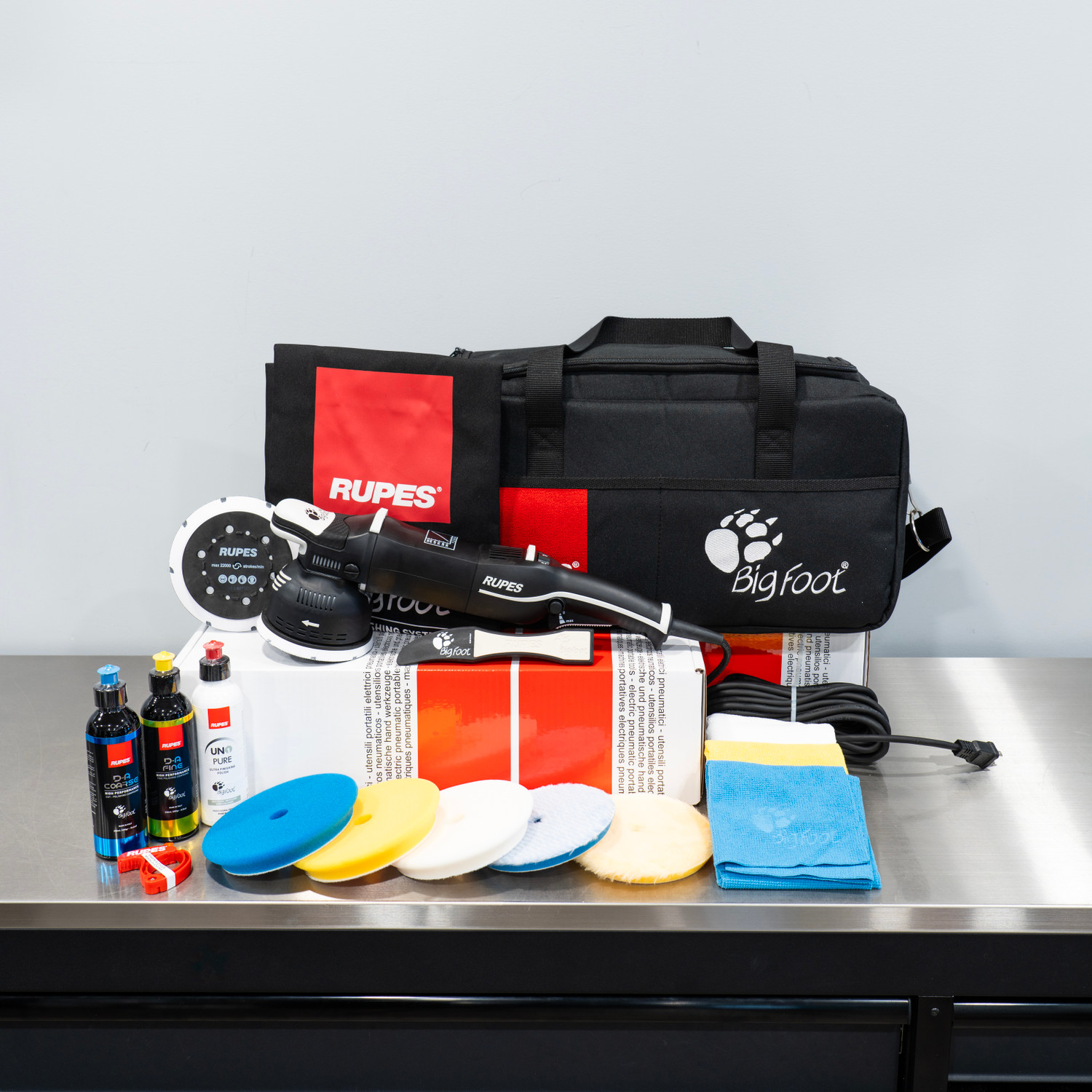 Rupes LK900E Mille Gear Driven Polisher Complete Kit | Bigfoot Bag