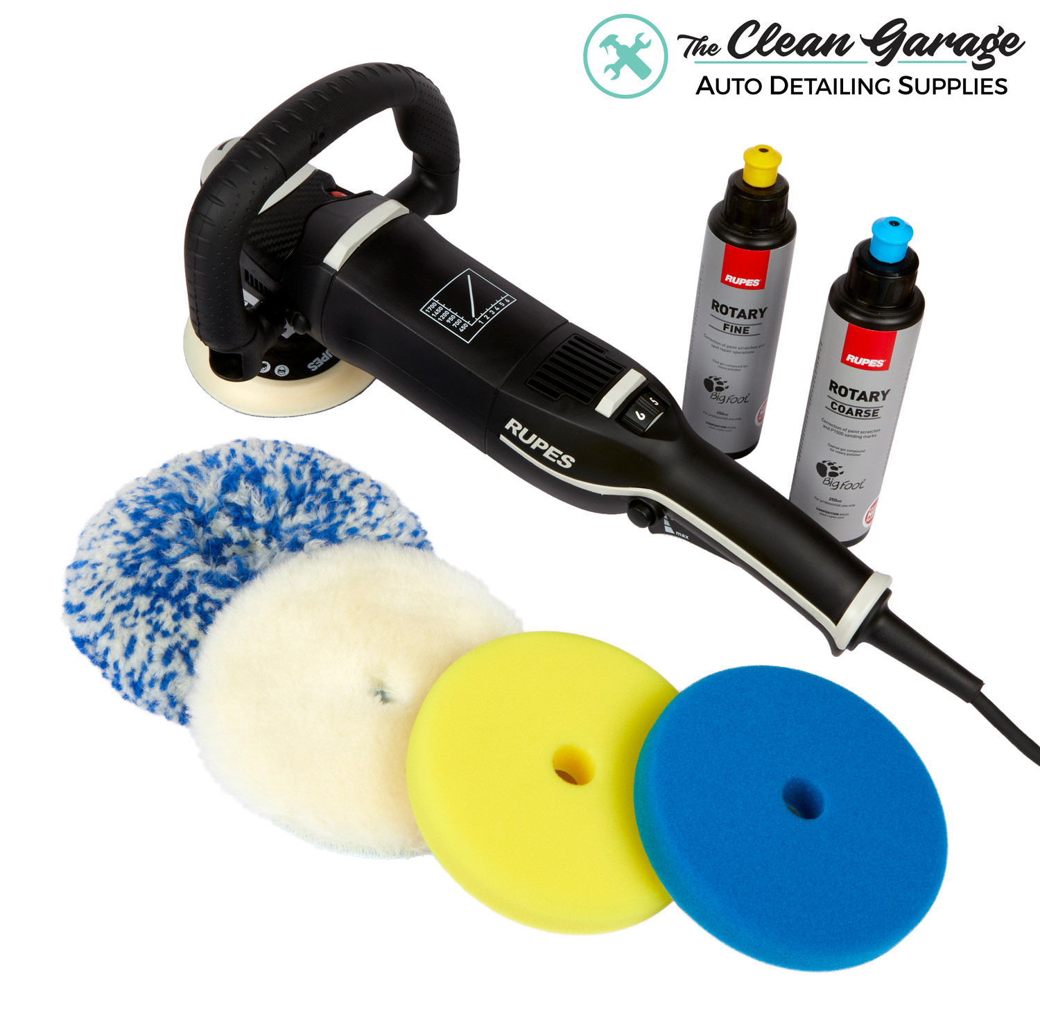 メンテナンス Big Foot RUPES12E Rupes Rotary Polisher Kit | Bigfoot LH19E Combo 1 | The Clean Garage