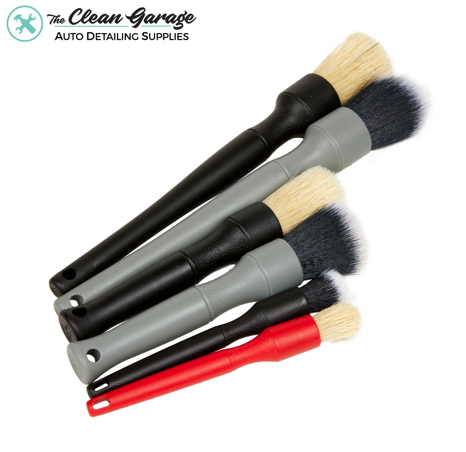 PROPER DETAILING CO. 5 Pack Detailing Brush Set Bundle (3 Natural Boars  Hair Brushes + 2 Ultra Soft Brushes)