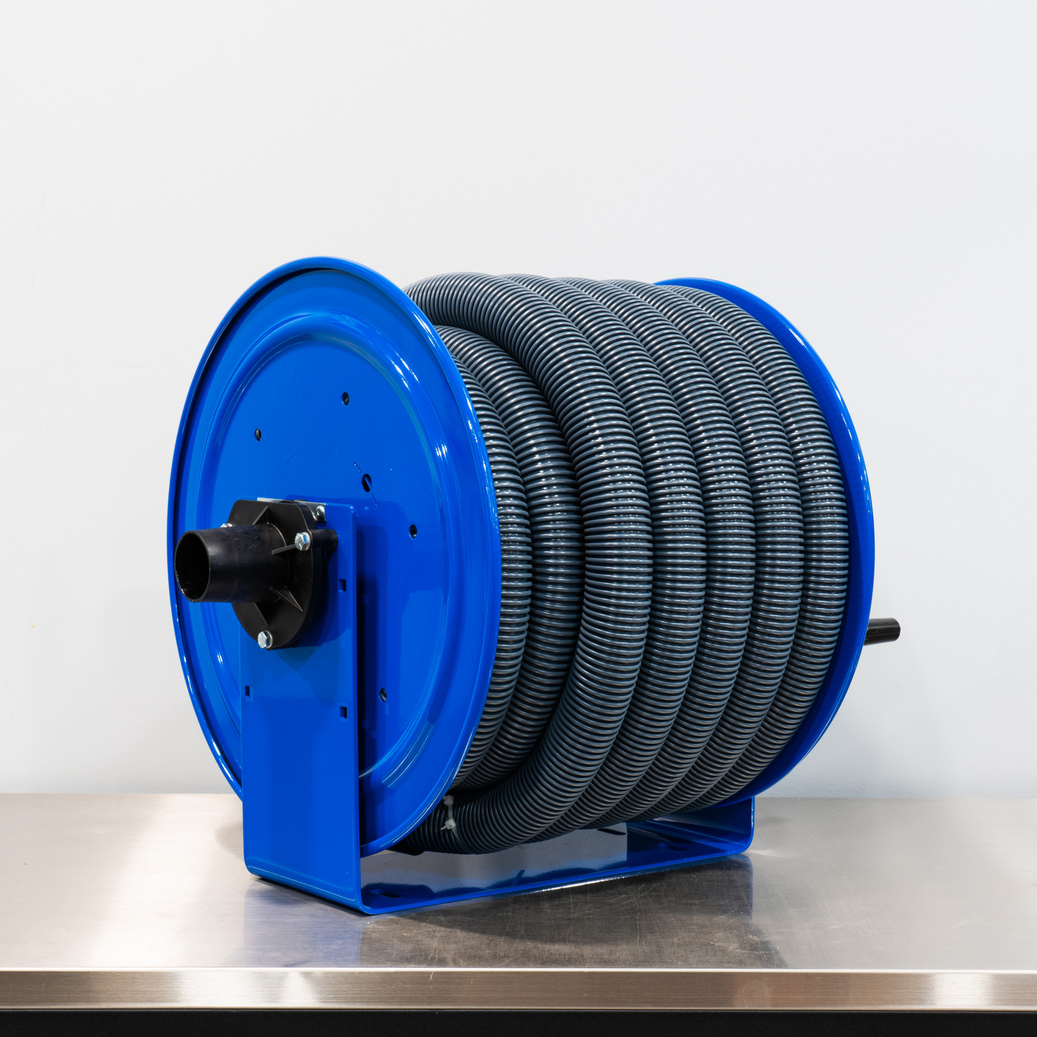 Coxreels V-117H-850 Vacuum Direct Crank Rewind Hose Reel, 1-1/2 Cuff, 2 x 50' Hose, Blue