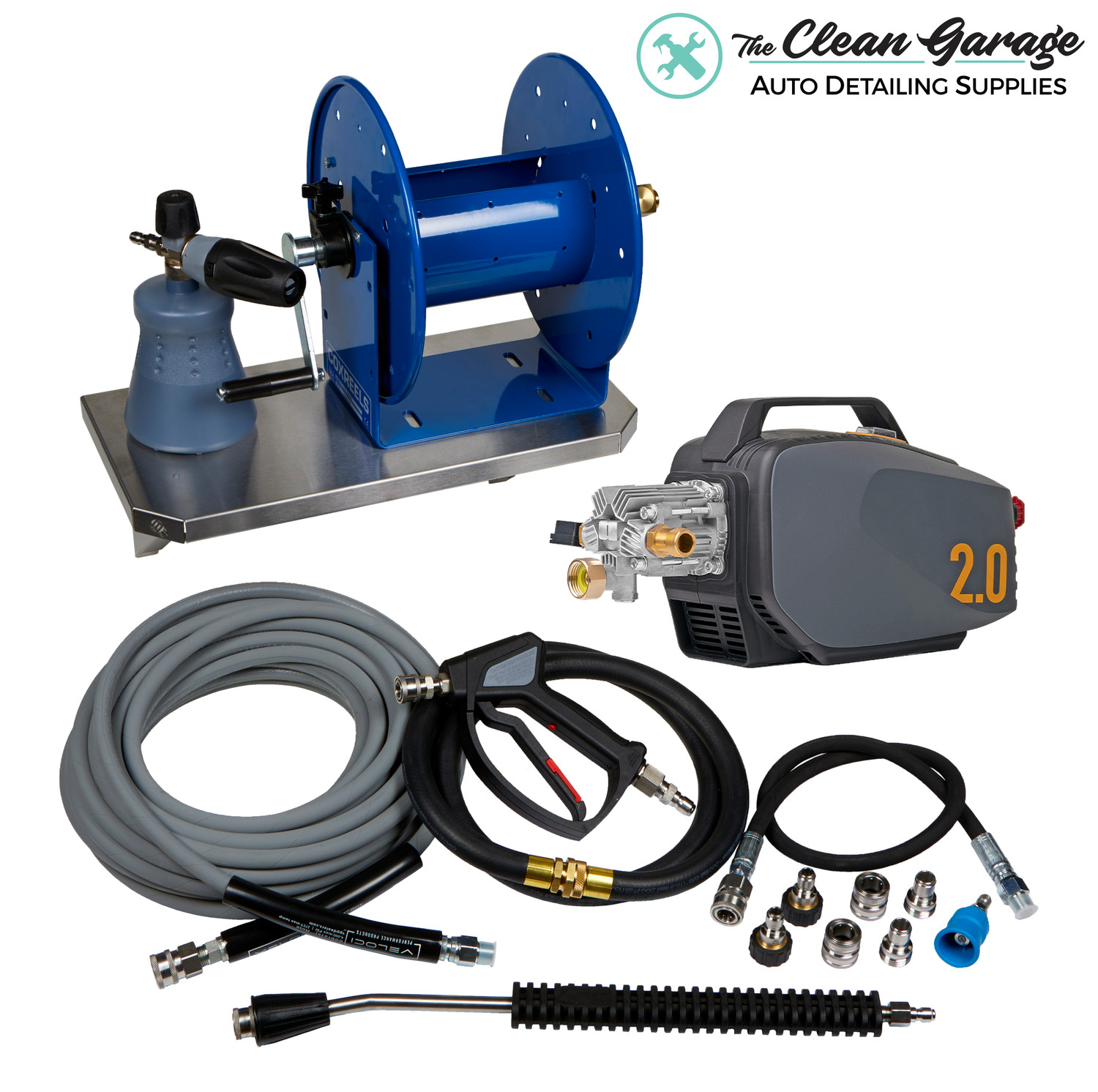 Wall mounted Pressure Washer Hose reel kit 3/8 1 wire Hose Blue or Black  Hose