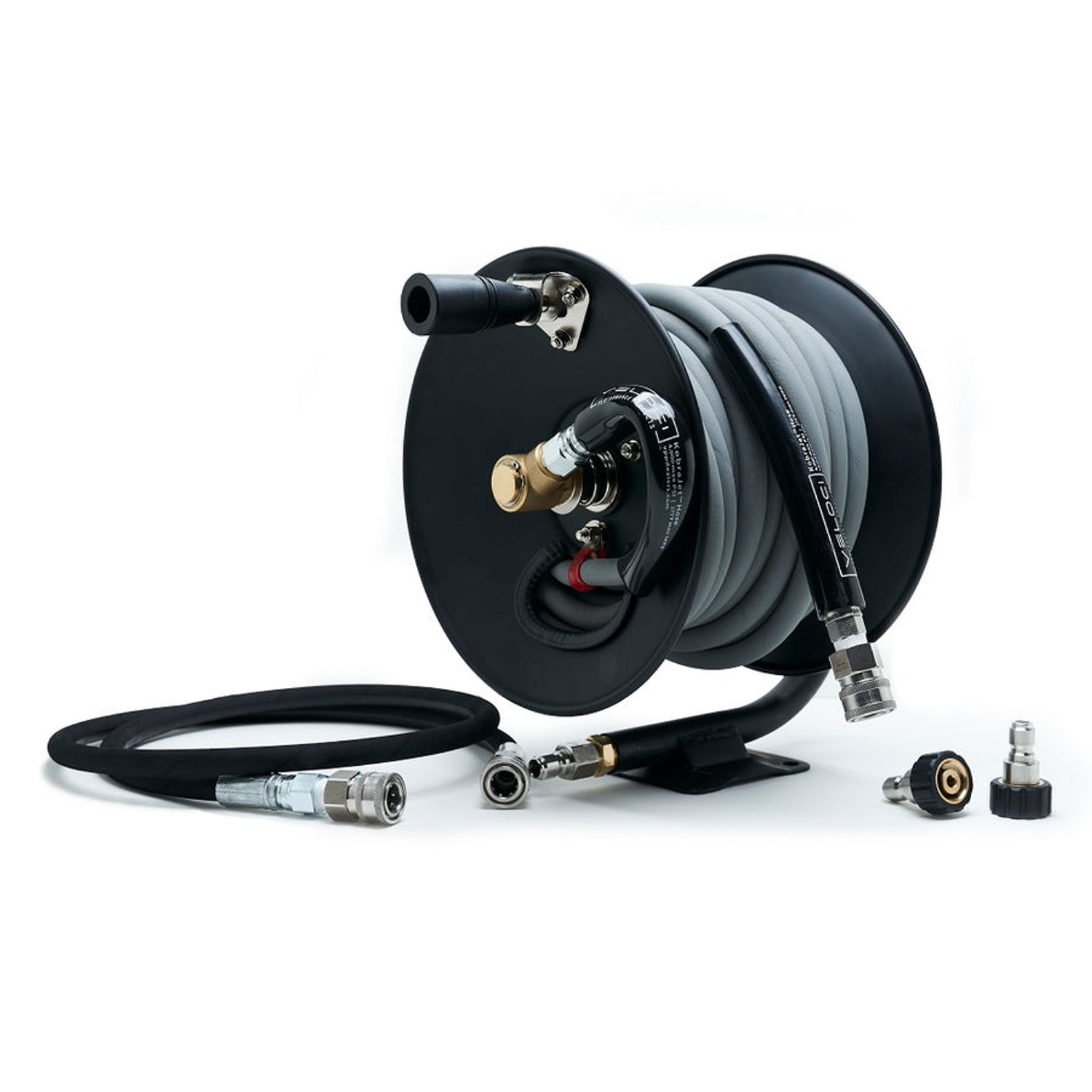 MTM Pressure Washer Hose Reel Kit | 100' Hose and 5' Jumper with QC