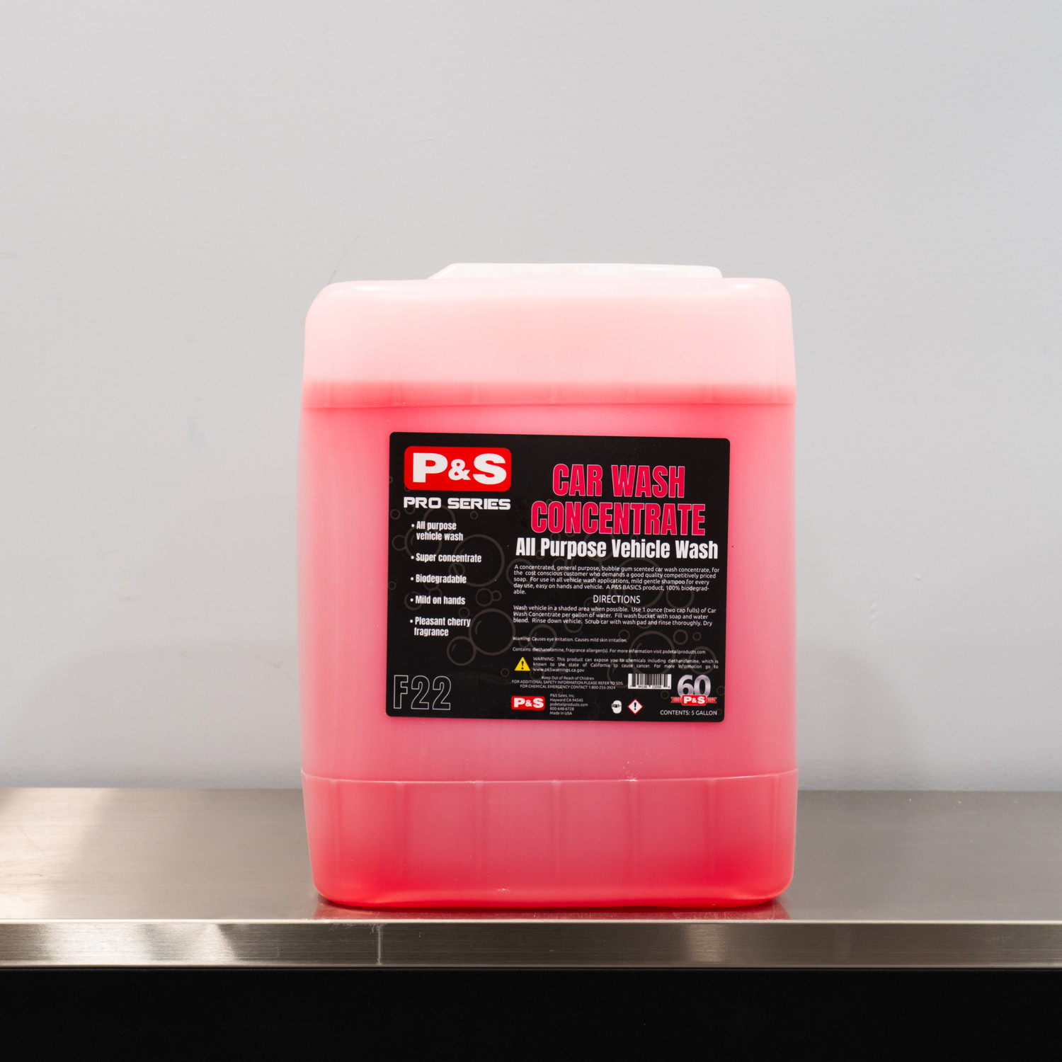 P&S Car Wash Concentrate 5 Gallon, Cherry Scented Vehicle Shampoo