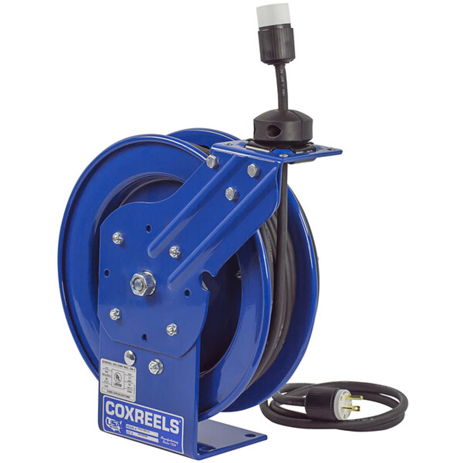 Cox Power Cord Reel Blue, With 50' Electrical Cord, 12 AWG