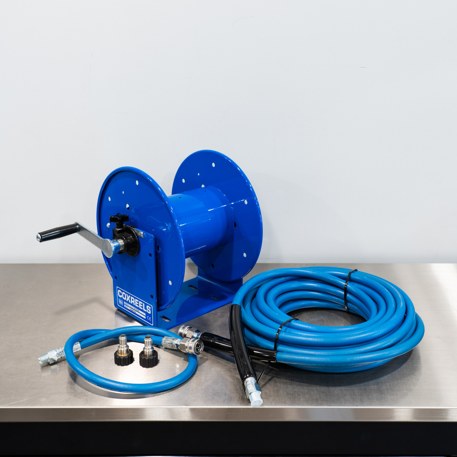 Cox Custom Pressure Washer Hose Reel Kit, BLUE, Choose Hose Color and  Length