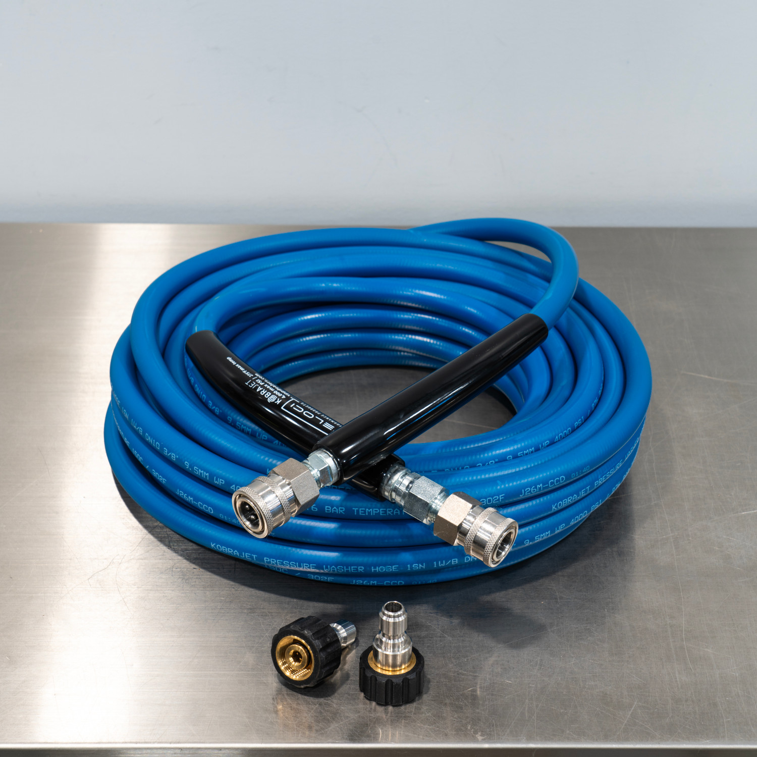 50' Kobrajet Pressure Washer Hose Blue MTM Pro Kit 17 with Quick
