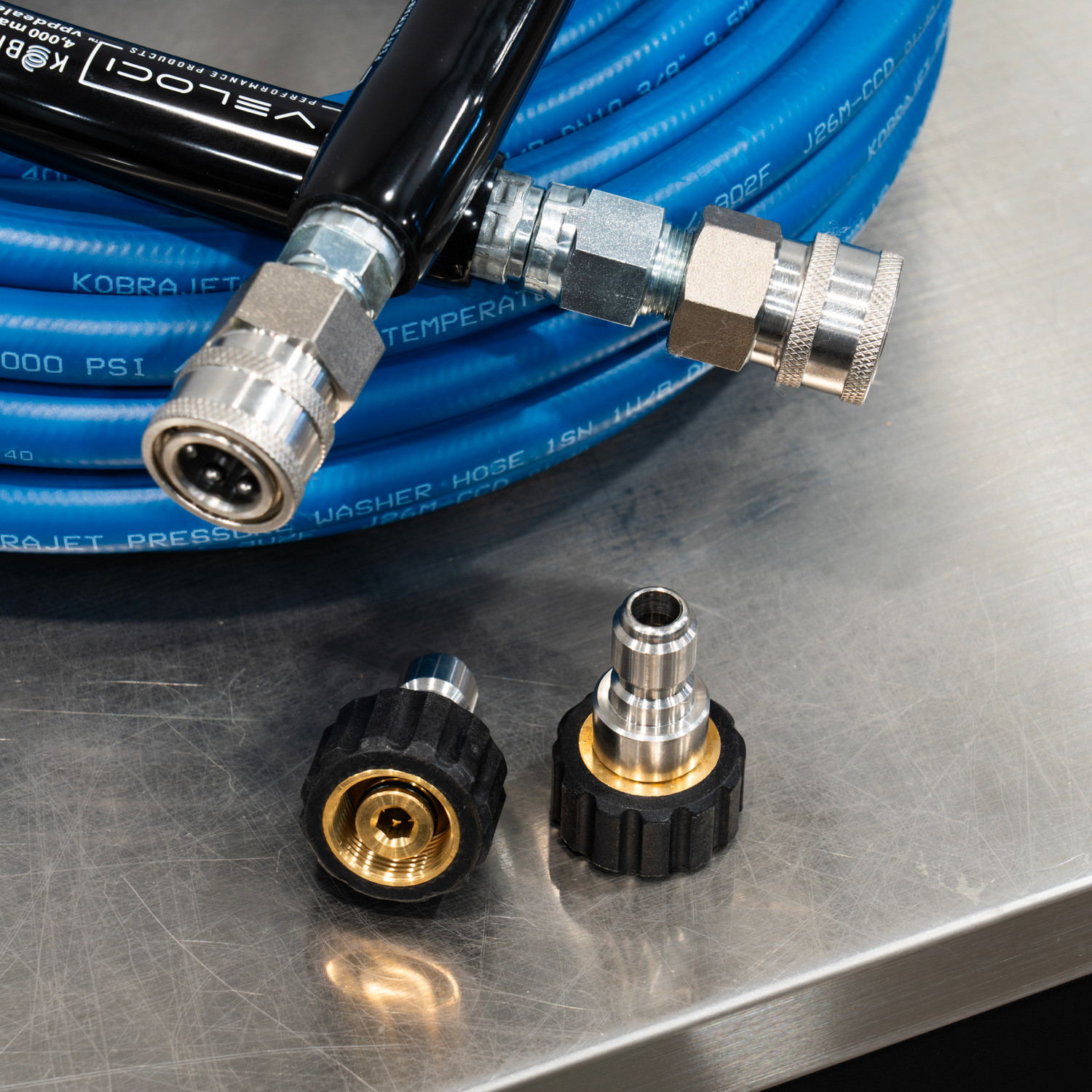 50' Kobrajet Pressure Washer Hose Blue | MTM Pro Kit 17 with Quick
