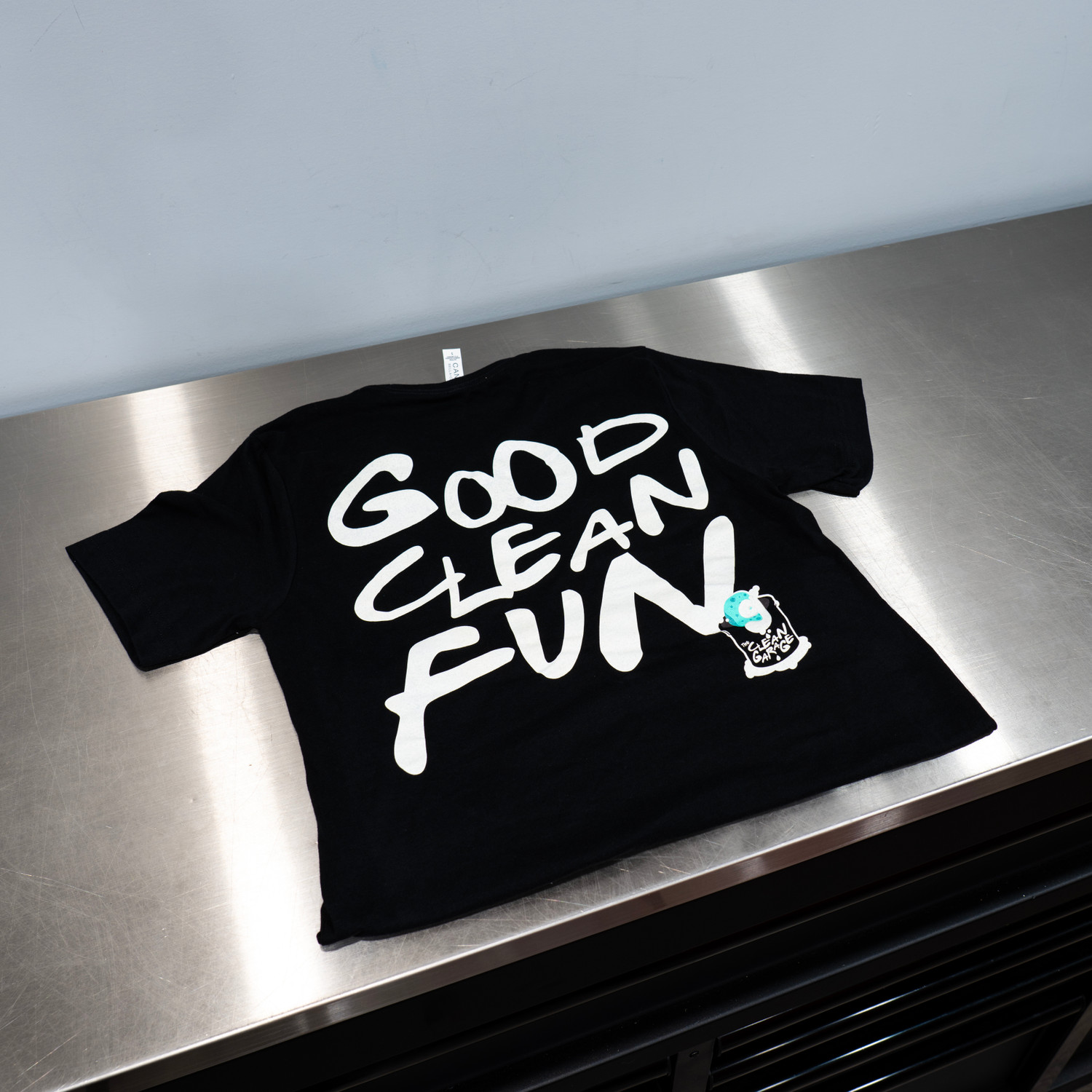 The Clean Garage Sponge Logo T-Shirt | Good Clean Fun | Black