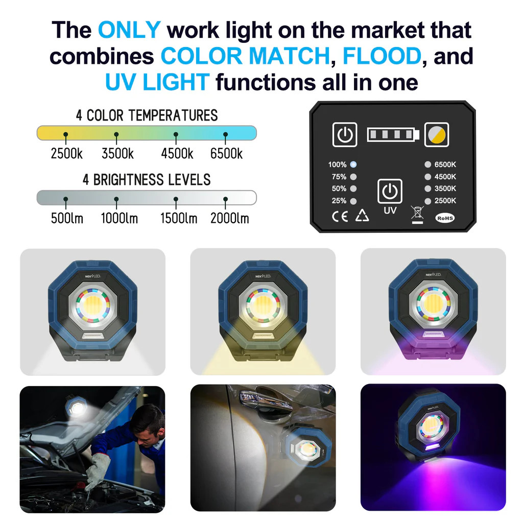 NextLED Multi-Function Detailing Light | Color Matching Flood & UV