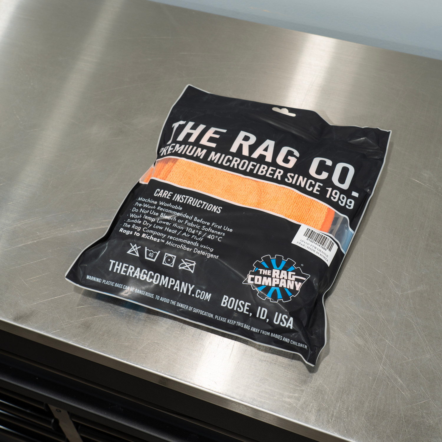 The Rag Company Premium FTW Towel | 3 Pack | Orange | The Clean Garage