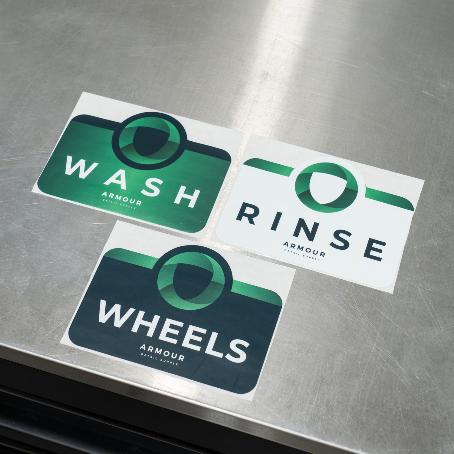 Armour Detail Supply Bucket Labels Set | Wash Rinse Wheels | The