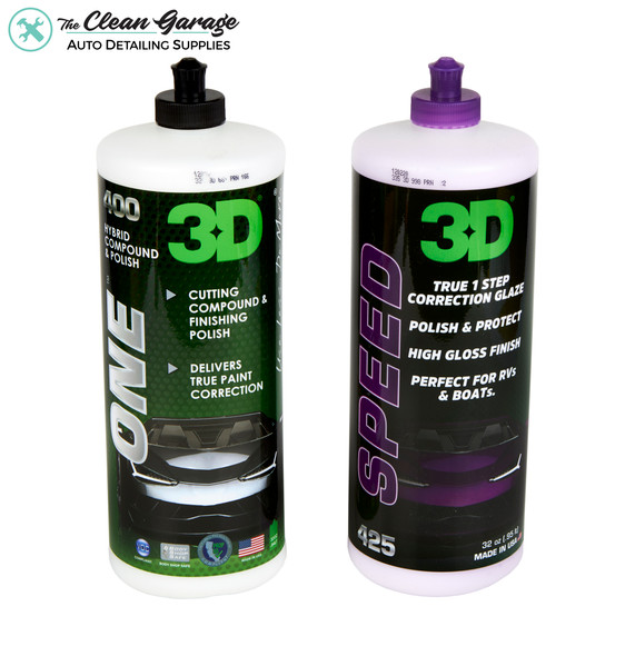The Clean Garage 3D Speed & One 32oz Combo | One Step Polish and All In One Kit