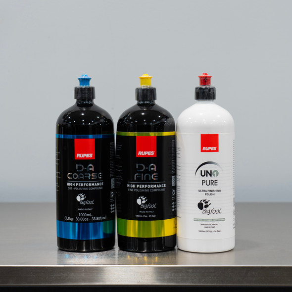 The Clean Garage | Rupes New DA System Combo Kit | 3 1 Liter Bottles | Polish & Compound