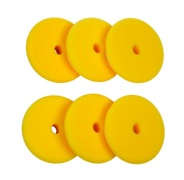 6 Pack of Pads | Rupes DA Fine Yellow Foam Polishing Pad | For 3" Backing Plate | The Clean Garage