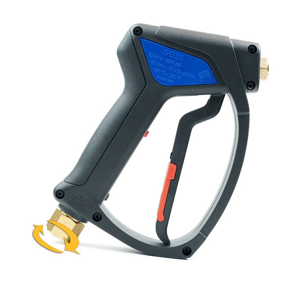 The Clean Garage MTM Hydro Easy Hold SG35 Pressure Washer Spray Gun | Brass Inlet Swivel