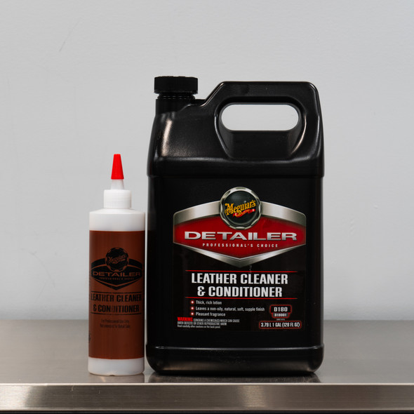 The Clean Garage | Meguiars D180 Leather Cleaner and Conditioner Kit | 1 Gallon and Bottle