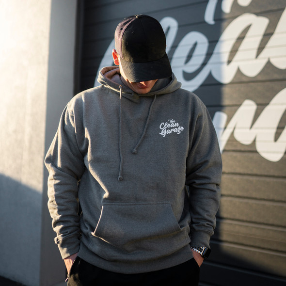 The Clean Garage Hoodie | Heather Gray Hooded Sweatshirt