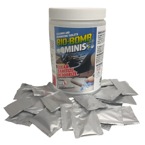 Bio-Bomb Minis | Dissolvable Cleaning and Deodorizing Tablets | 50 Pack | The Clean Garage