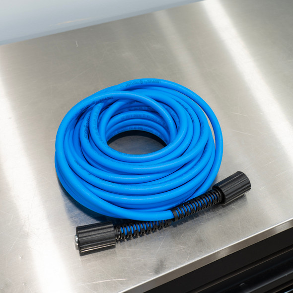 50' UBERFLEX Pressure Washer Hose Blue | 1/4" Hose M22 Connections The Clean Garage