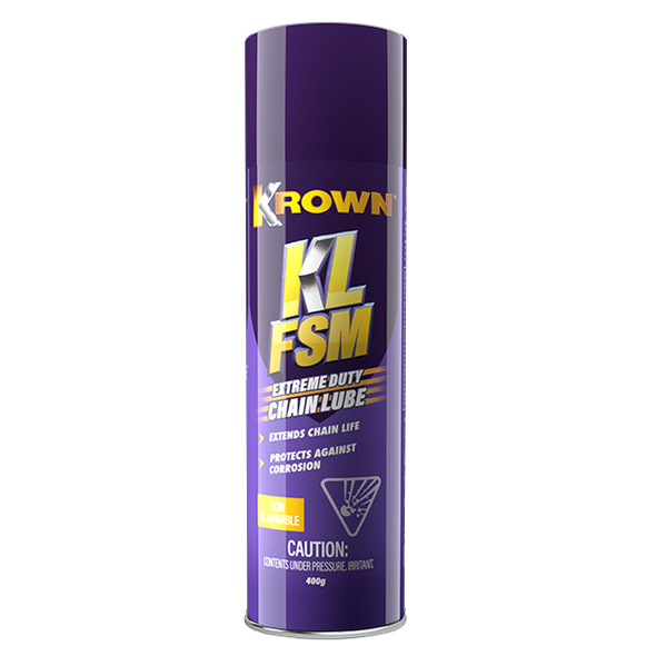 Krown Industrial KLFSM Extreme Duty Chain Lube | 400g Aerosol | The Clean Garage Krown Industrial KLFSM Extreme Duty Chain Lube | 400g Aerosol | The Clean Garage